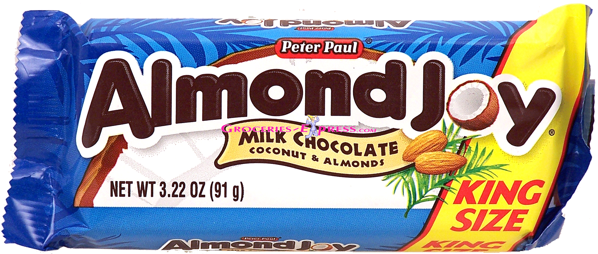 Peter Paul Almond Joy king size, 4 milk chocolate coconut & almonds pieces Full-Size Picture